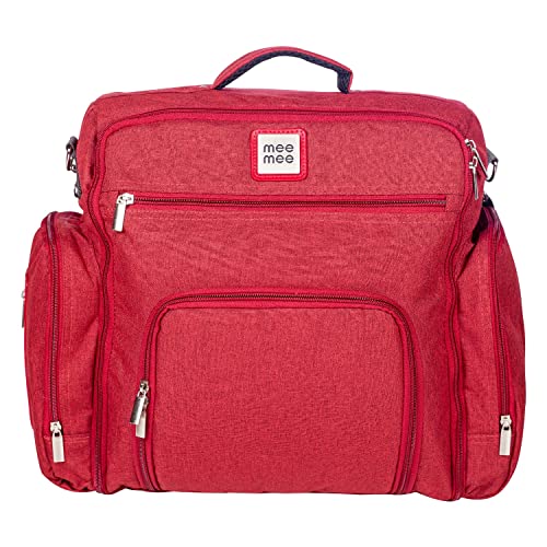 Mee Mee Mee Mee Nursing Diapers Bag |Adjustable Strap,Water &Stain Resistant BackPack |Spacious Bag With Multi Pockets for Keeping Milk Bottle Attached Diaper Changing Mat |All Baby Essentials In1 Bag(Maroon)
