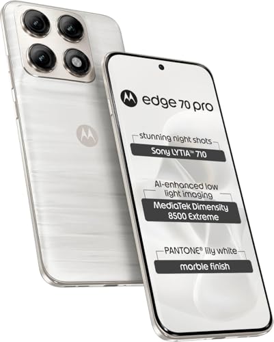 Motorola Motorola Edge 70 Pro 5G (Pantone Lily White, 12GB RAM, 256GB Storage) | Dimensity 8500 Extreme | 50MP Dual Camera | 6500mAh Battery | 6.8” 144Hz AMOLED Display
