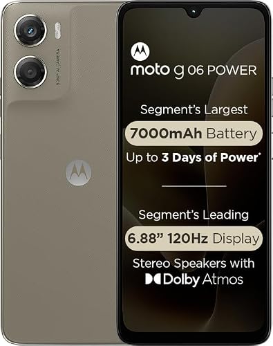 Motorola Motorola G06 Power (Pantone Laurel Oak, 4GB RAM, 64GB Storage) | 6.88″ 120Hz Display | 50MP Camera | Helio G81 Ultra Processor | 7000mAh Battery | Android 15