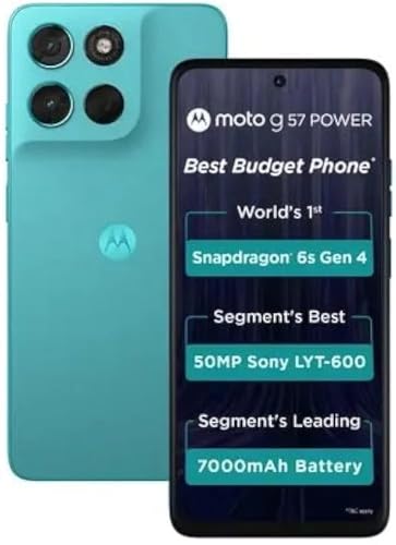 Motorola Motorola G57 Power 5G (Fluidity, 8GB RAM, 128GB Storage)| Snapdragon 6s Gen 4 Processor | 6.72″ FHD+ Display | 50MP LYT-600 + 8MP Ultrawide | 8MP Selfie Camera | 7000mAh Battery, 33W TurboPower | IP64