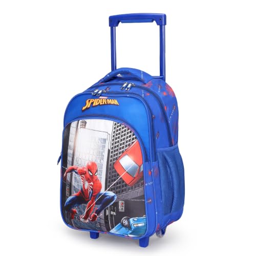 NOVEX NOVEX Marvel Spider-Man Boy Kids Trolley Bag 18-Inch | Spinner Backpack with 2 Wheels | Comfortable School Travel Luggage | Durable Polyester Kid Suitcase, Easy-to-Carry – Blue