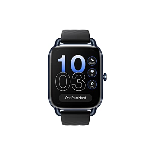 OnePlus OnePlus Nord Watch with 1.78” AMOLED Display, 60 Hz Refresh Rate, 105 Fitness Modes, 10 Days Battery, SPO2, Heart Rate, Stress Monitor, Women Health Tracker & Multiple Watch Face [Midnight Black]