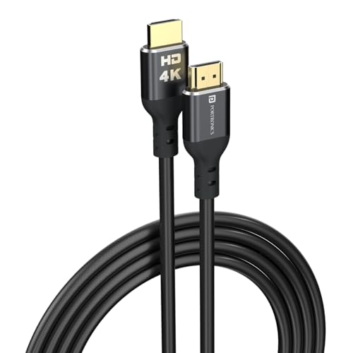 Portronics Portronics Konnect Stream 4K@60Hz HDMI to HDMI Cable, Flexible Premium 3M Length with Support eARC and Compatible with Smart HDTV, Laptop, Monitor, Projector, eARC enable Soundbar(Grey)