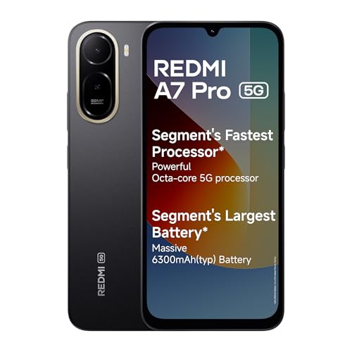 Redmi REDMI A7 Pro 5G (Black, 4GB RAM, 64GB Storage) | Segment’s Fastest Processor | Segment’s Largest Battery | Segment’s Largest & Smoothest 6.9in 120Hz Display