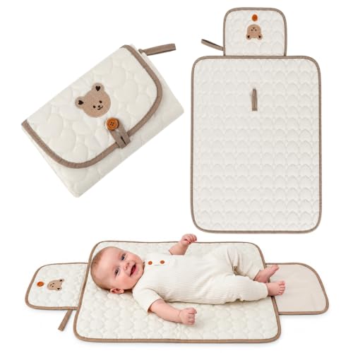 SNOWIE SOFT SNOWIE SOFT® Portable Diaper Changing Pad Foldable Travel Mat | Leakproof Fabric, Quilted Soft Surface, Compact Portable Travel Mat for On The Go Diaper Changes