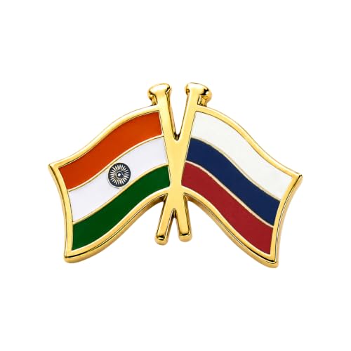 The Flag Shop The Flag Shop India-Russia Cross Flag Brass Lapel Pin/Brooch/Badge for Clothing Accessories