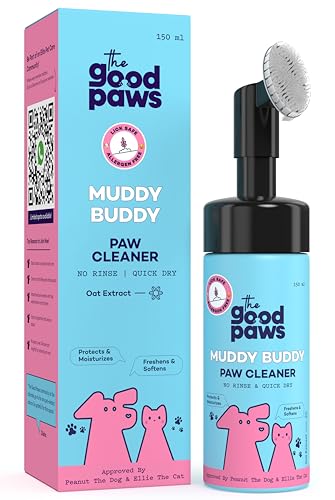 The Good Paws The Good Paws Muddy Buddy Paw Cleaner for Dogs & Cats, No Rinse Foaming Cleanser, Quick Dry, Lick Safe, Allergen Free, Protects & Moisturizes, Freshens & Softens, Oat Extract, 150 ml