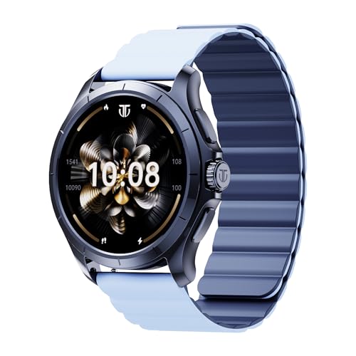 Titan Titan Evoke 2.0, 1.32″ AMOLED Display Smart Watch with AOD,1000 Nits, Functional Crown, Magnetic Strap, Metal Body,Fast Charge,24/7 Health Suite, BT Calling, SpO2, HRM, IP68 Smartwatch – Glacier Blue