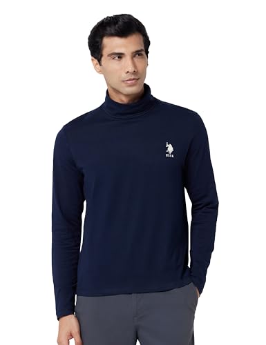 U.S. POLO ASSN. U.S. POLO ASSN. Brand Printed Cotton T-Shirts for Men – Breathable & Comfortable, Full Sleeves Mens Casual T Shirts – L, Navy