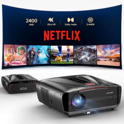 ZCGIOBN Smart Home Cinema Projector with Licensed Netflix, Native 1080P, 4K Support, Auto Focus & Keystone, WiFi Bluetooth, Big Screen Entertainment for Bedroom, Family Movie Night & Outdoor Cinema